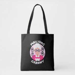 Mahjong Granny   Funny Mahjong  Tote Bag