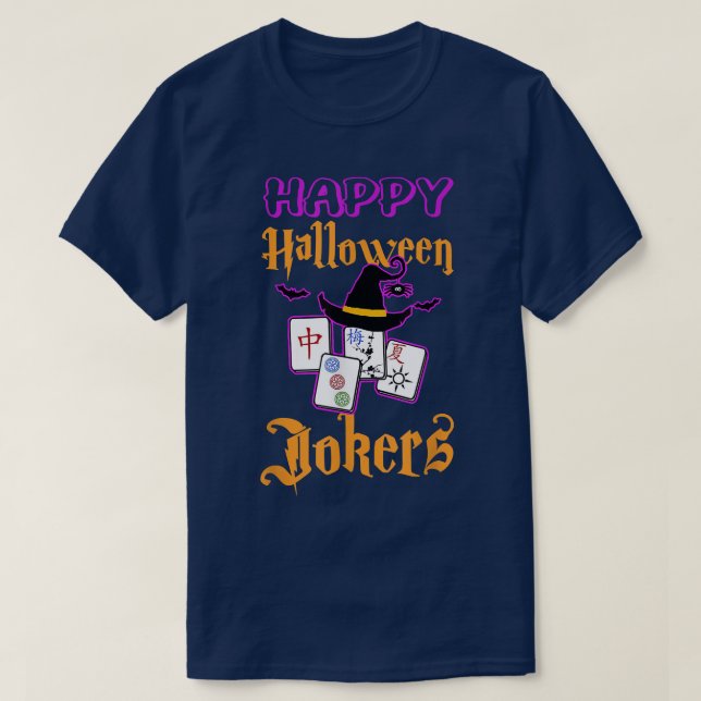 Mahjong Happy Halloween Jokers Tile Game Baseball  T-Shirt (Design Front)