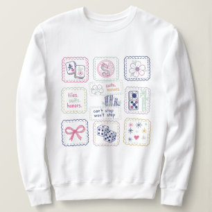 Mahjong Inspired Tiles & Lucky Charms Collage Sweatshirt