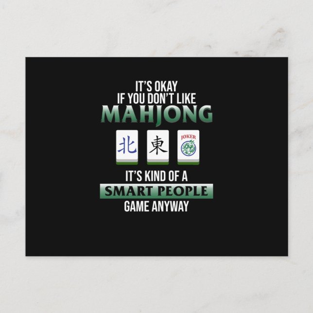 Mahjong Is A Smart People Game Mahjong Player Postcard (Front)