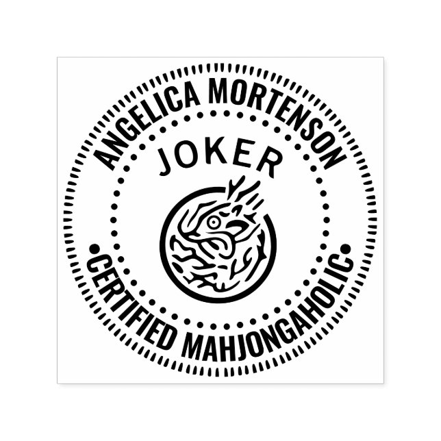 Mahjong Joker “Certified Mahjongaholic” Name Self-inking Stamp (Design)