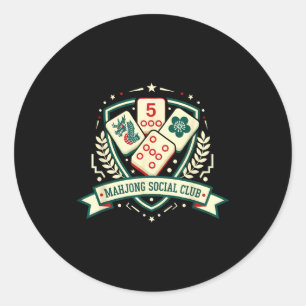 Mahjong Lover Chinese Game Night Funny Mahjong Soc Classic Round Sticker
