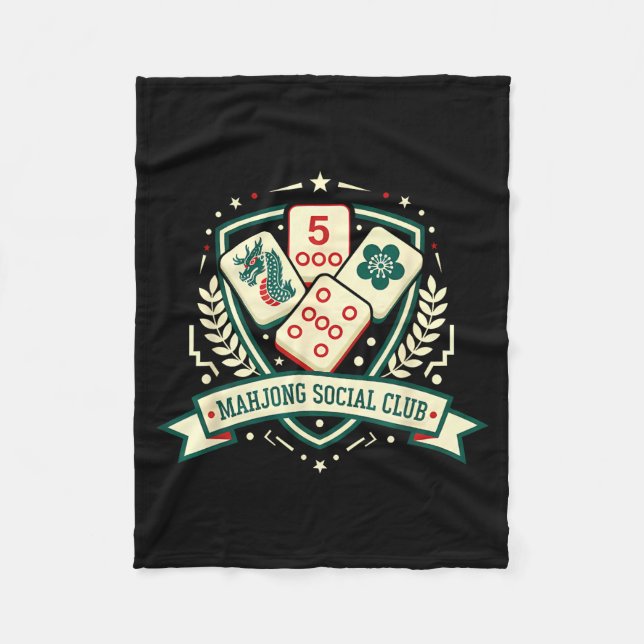 Mahjong Lover Chinese Game Night Funny Mahjong Soc Fleece Blanket (Front)