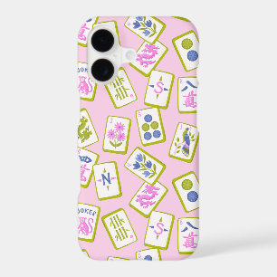 Mahjong Lovers Hand drawn Tiles on Pastel Pink