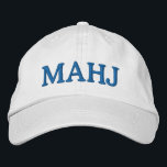Mahjong Mahj Lover Bold Typography Simple Blue Embroidered Hat<br><div class="desc">Fun and simple hat typography design for anyone who loves to play mahjong.</div>