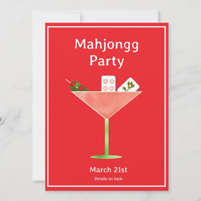 Mahjong Martini Cocktail Party Invitation (Front)