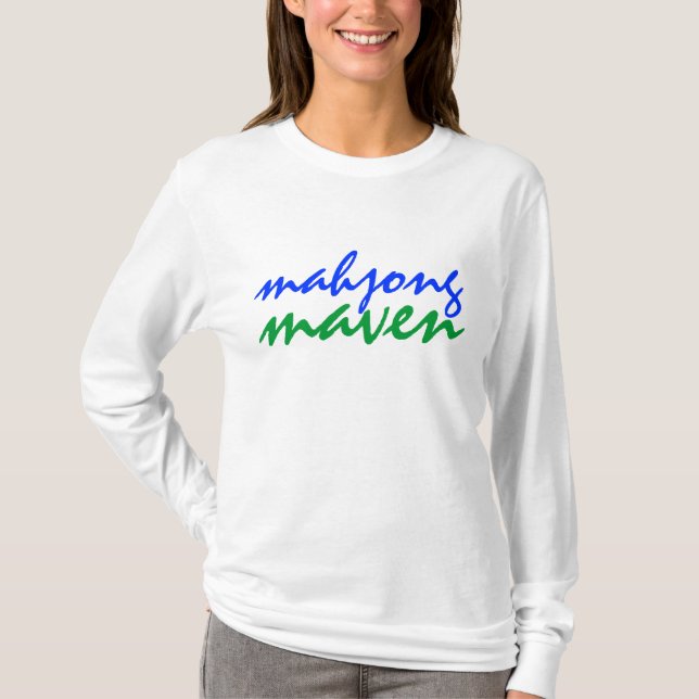 mahjong maven green blue fashionable players shirt (Front)
