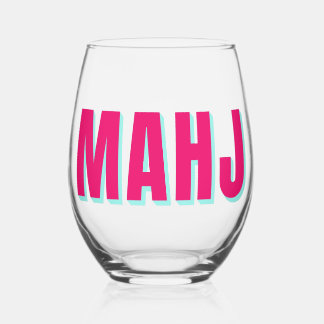 Mahjong or Mahj Bright Stemless Wine Glass