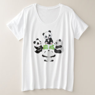 Mahjong Panda Cute Funny Plus Size T-Shirt