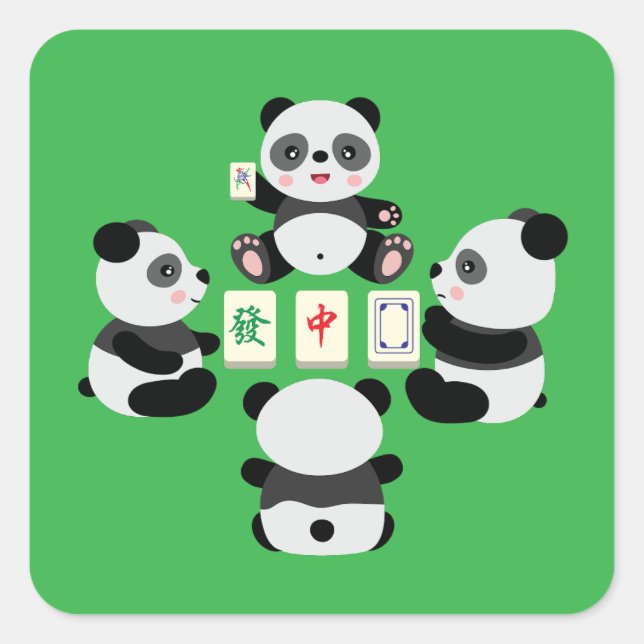 Mahjong Panda Square Sticker (Front)