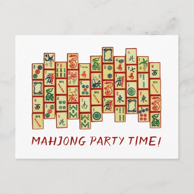 Mahjong Party Invitation Postcard (Front)