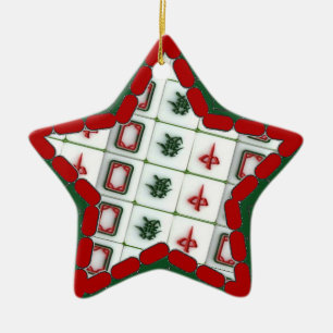 Mahjong pattern ceramic tree decoration