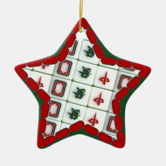Mahjong pattern ceramic tree decoration (Front)