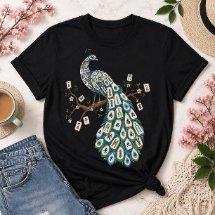 Mahjong Peacock Tile Bird Elegant  T-Shirt