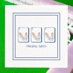 MAHJONG QUEEN Blue Stripe Flats Mahjong Preppy Napkin