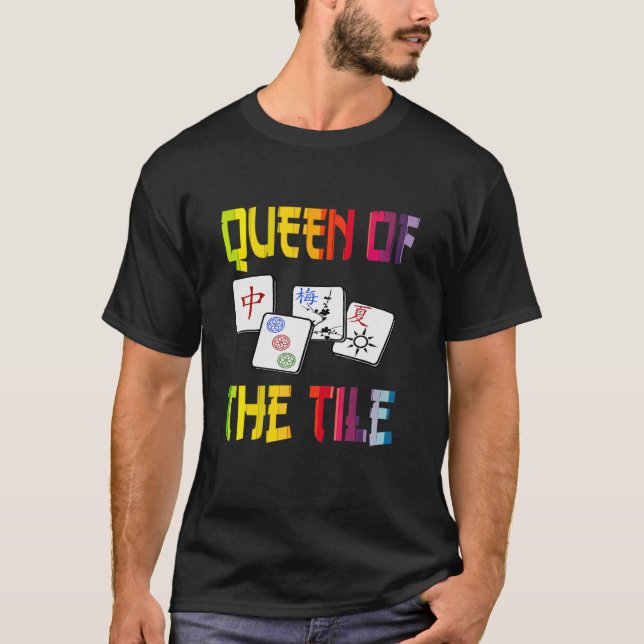 Mahjong Queen Fun Chinese Jewish Game Dot Ban Crak T-Shirt (Front)