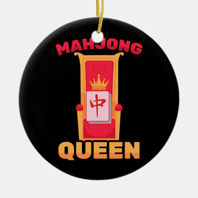 Mahjong Queen Of Tiles Mah Jong Family Game  Ceramic Tree Decoration (Front)