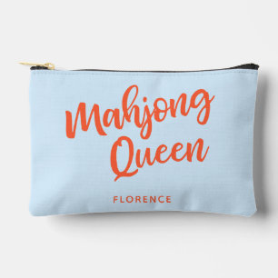 Mahjong Queen Personalised Name Funny Humour Blue Accessory Pouch