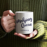 Mahjong Queen Personalised Name Funny Humour Coffee Mug<br><div class="desc">Celebrate your love for mahjong with this playful "Mahjong Queen" coffee mug, fully customisable with your name! Whether you're sipping coffee during a game or just showing off your Mahjong prowess, this mug is perfect for all Mahjong lovers. The fun, humourous design declares your royal status as the Mahjong Queen,...</div>