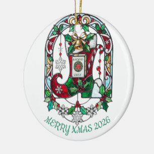 Mahjong Queen Stained Glass Christmas Ornament