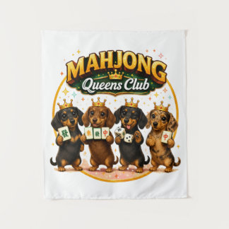 Mahjong Queens Club Cute Dachshunds Tapestry