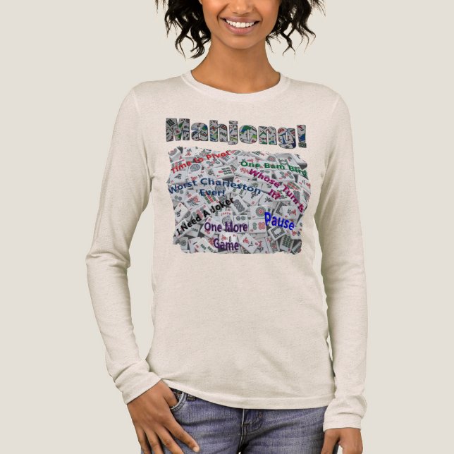 Mahjong Sayings Women's Long Sleeve T-Shirt  Tri-Blend Shirt (Front)