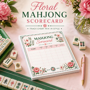 Mahjong Scorecard Floral  Notepad