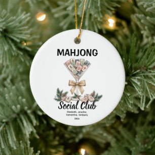 Mahjong Social Club Christmas Group Gift Ceramic Tree Decoration