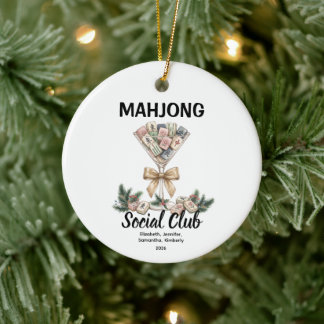 Mahjong Social Club Christmas Group Gift Ceramic Tree Decoration