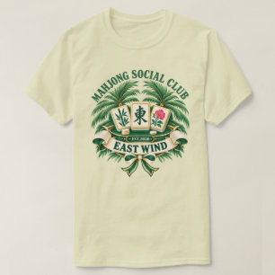 Mahjong Social Club East Wind Retro Emblem 1970s T-Shirt