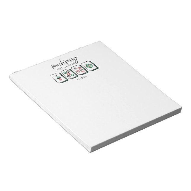 Mahjong Social Club Est 2026  Notepad (Angled)
