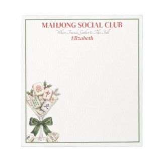 Mahjong Social Club Game Night Gift Notepad