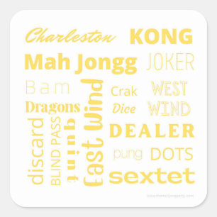 Mahjong sticker with yellow words