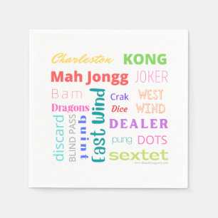 Mahjong themed napkin featuring American Mah Jongg