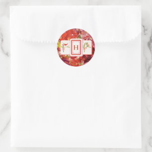 Mahjong Tile Floral Monogram Sticker