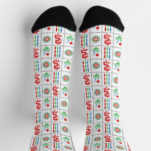 Mahjong Tiles #4 Red Green Blue White Socks
