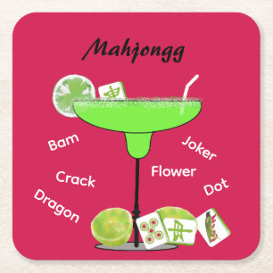 Mahjong Tiles and Cocktail Paper Coaster