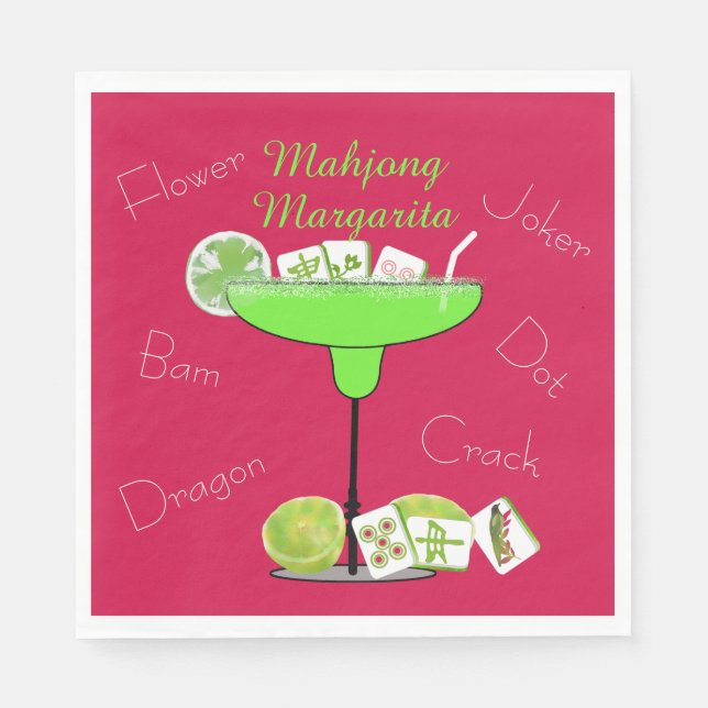 Mahjong Tiles and Margarita Paper Napkin (Front)