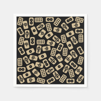 Mahjong tiles brown on black napkin