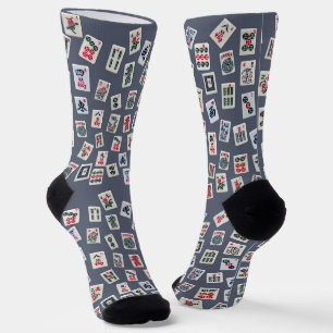Mahjong tiles on dark blue socks