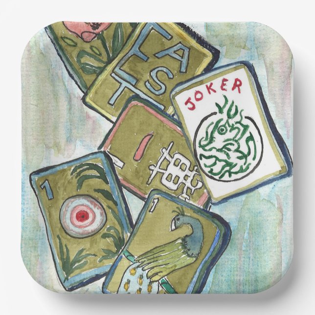 Mahjong Tiles Paper Plate (Front)