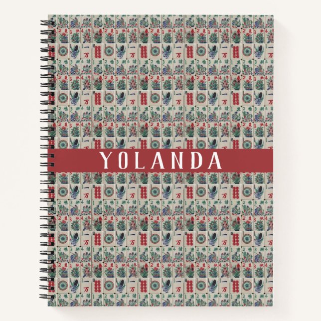 Mahjong Tiles Pattern Personalised Notebook (Front)