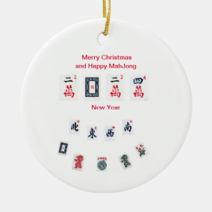 Mahjong tiles symbols design for Christmas Ceramic Tree Decoration