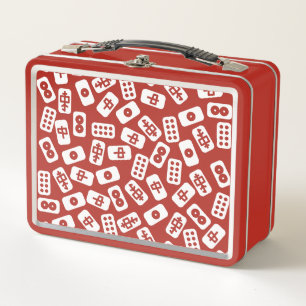 Mahjong tiles white metal lunch box