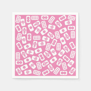 Mahjong tiles white on baby pink napkin
