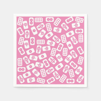 Mahjong tiles white on baby pink napkin