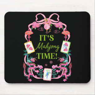 Mahjong time coquette bow aesthetic mah jong playe mouse pad
