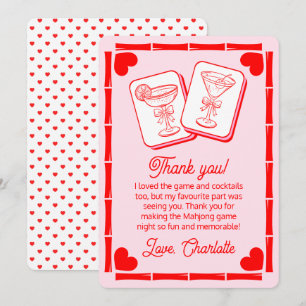 Mahjong Valentine's Cocktail Thank You Card