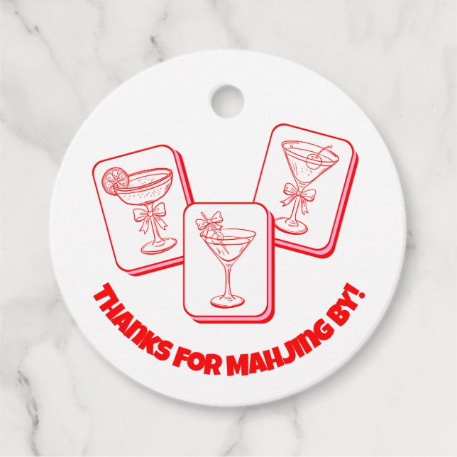 Mahjong Valentine's Party Cocktail Favour Tags (Front)