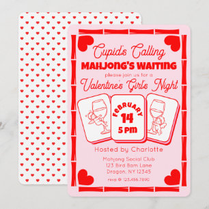 Mahjong Valentine's Party Cupid Invitation